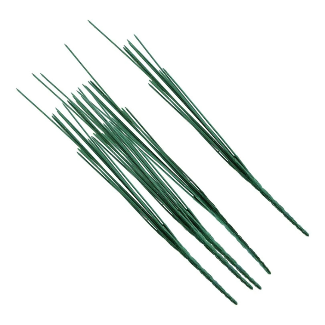 Craftoa 7-Head Plastic Floral Sticks – Green Multi-Branch Flower Stems for Artificial Flowers, DIY Bouquets & Floral Arrangements – Pack of 5